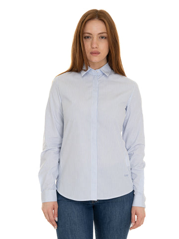 Classic Women's Shirt White-light blue Fay Donna