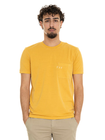 Fay Men's Mustard Short Sleeve T-Shirt