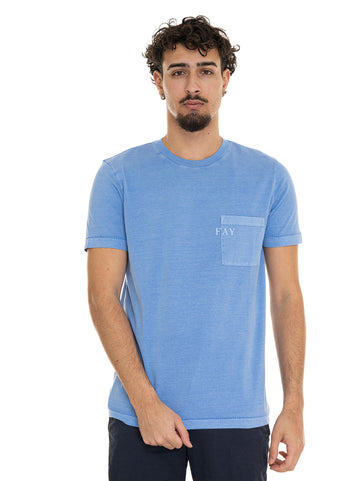 Fay Men's Light Blue Short Sleeve T-Shirt