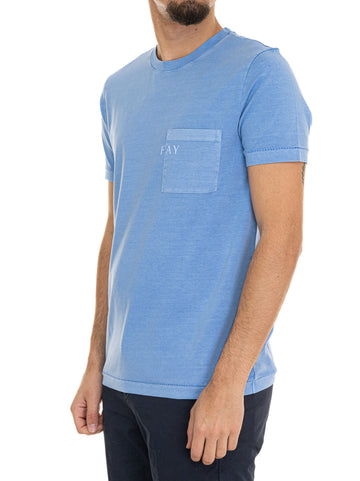 Fay Men's Light Blue Short Sleeve T-Shirt