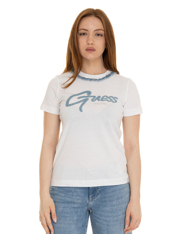 T-shirt Chain tee Bianco Guess Donna