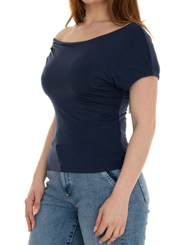 Guess Women's Dolman Blue Asymmetric Top