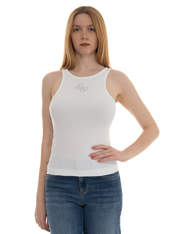 Canotta a costina Bianco Guess Donna
