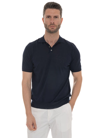 COTTONCREPE Blue Hindustrie Men's Knit Polo