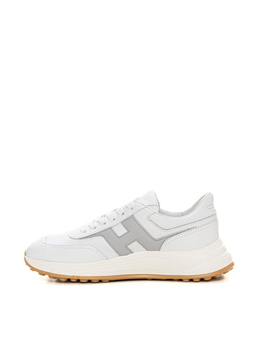 Hogan Men's Hyperlight White-Grey Lace-Up Leather Sneakers