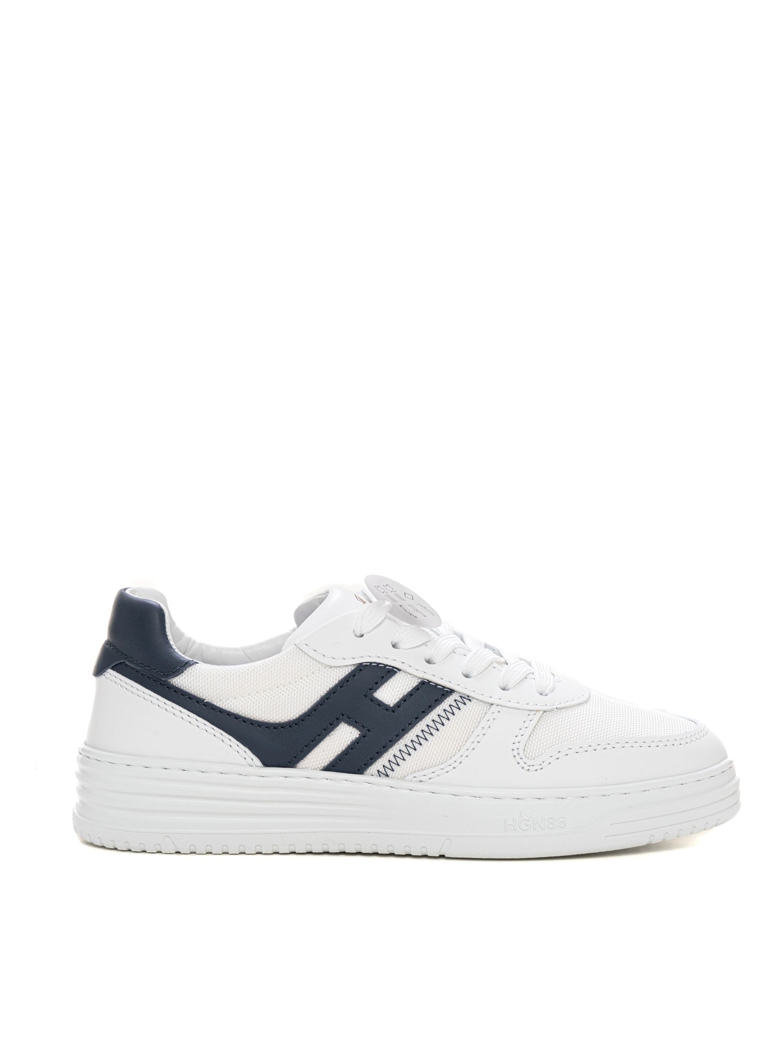 Sneakers in tela e pelle H630 basket Bianco-blu Hogan Uomo