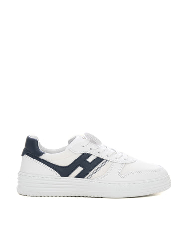 Sneakers in tela e pelle  H630 - basket Bianco-blu Hogan Uomo