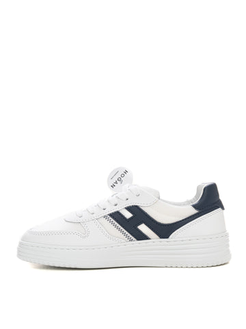 Sneakers in tela e pelle  H630 - basket Bianco-blu Hogan Uomo