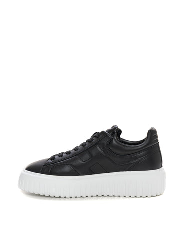 Sneakers in pelle con lacci H stripes Nero Hogan Uomo