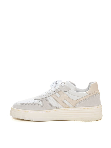 Sneakers in pelle con lacci H30 Bianco-rosa Hogan Donna