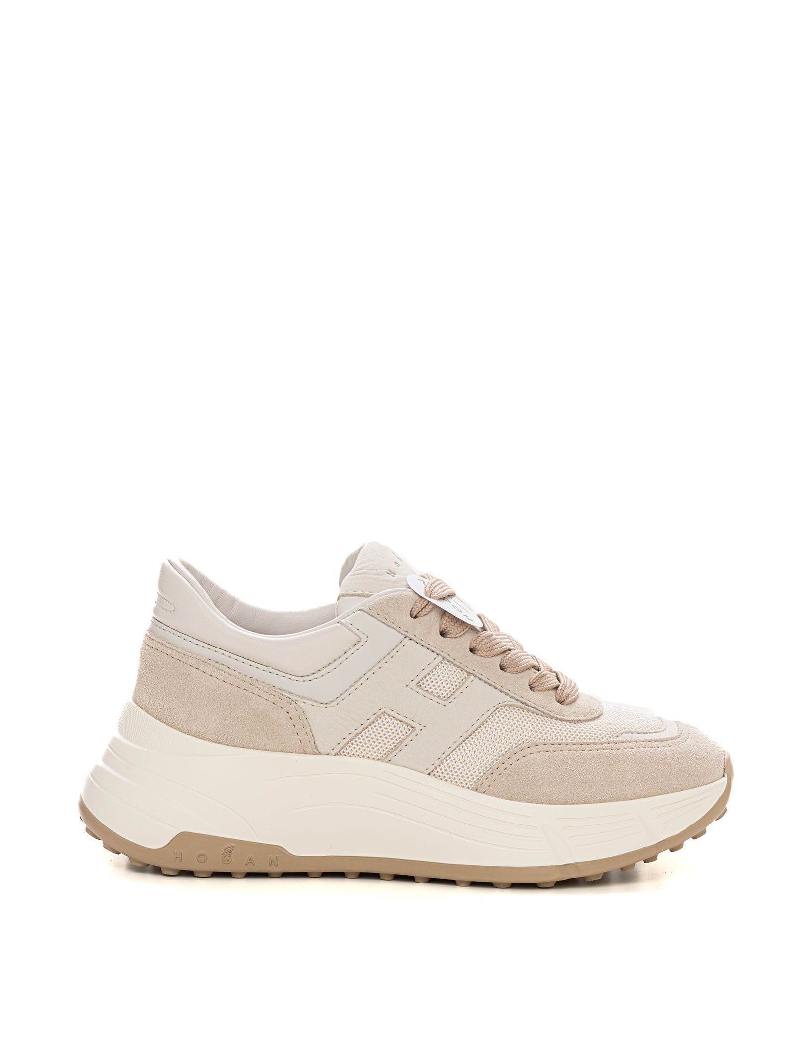 Hogan Women's Hyperlight Beige Lace-Up Sneakers Scaglione Ischia