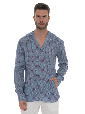 Camicia con cappuccio Blu-rosso Kiton Uomo