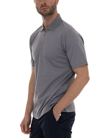 Polo mezza zip manica corta Grigio Kiton Uomo