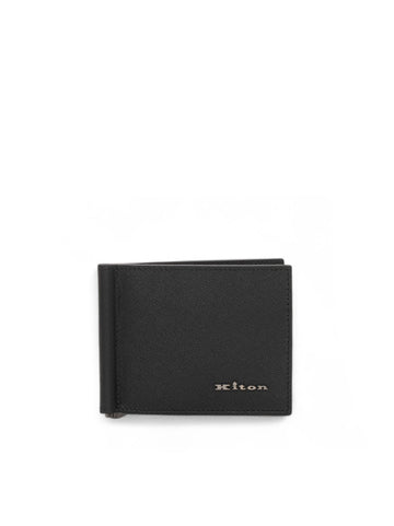 Portafoglio in saffiano con zip Nero Kiton Uomo