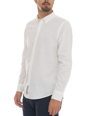 Long Sleeve Linen Shirt White La Martina Men