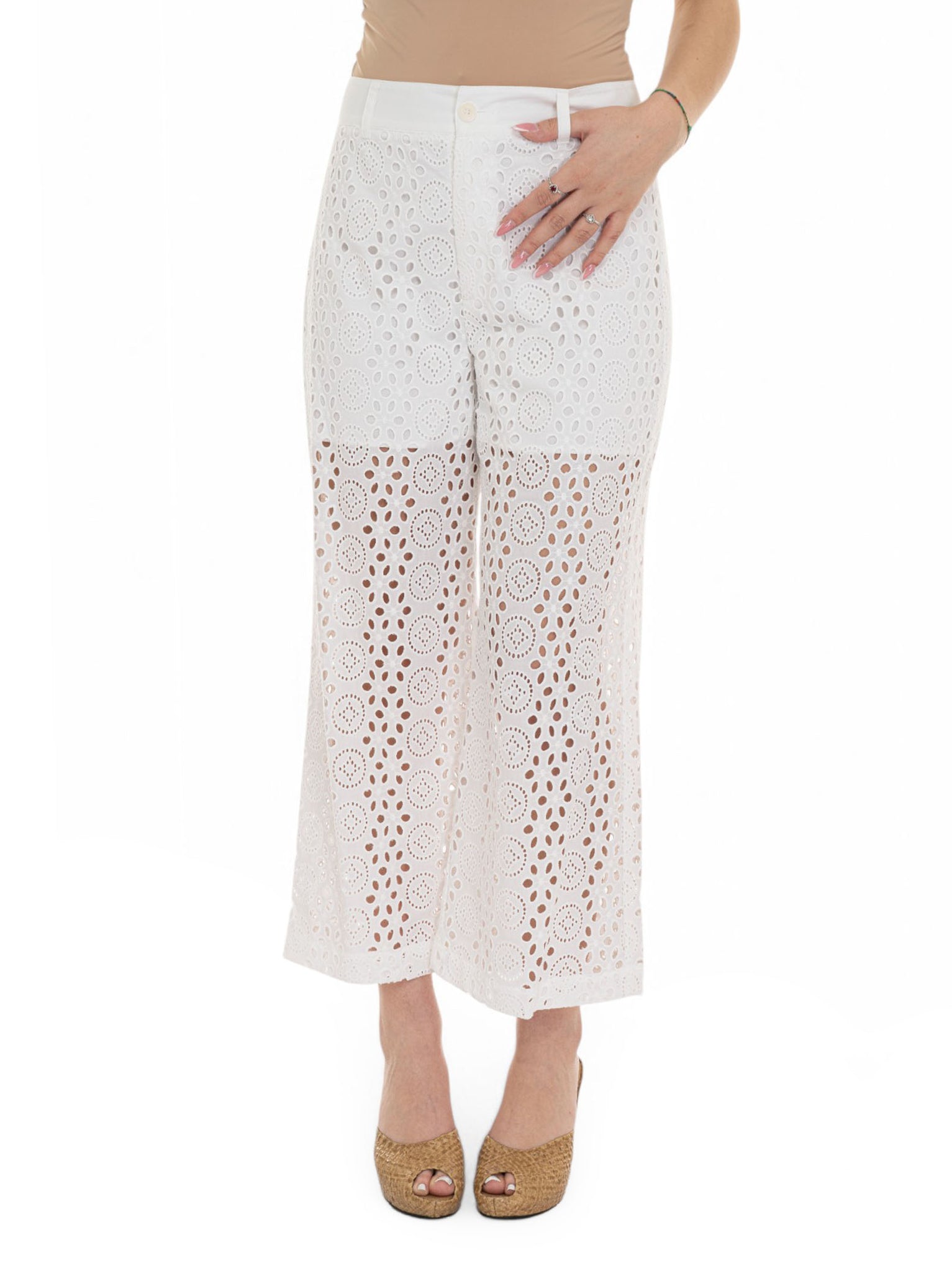 Pantalone cropped Bianco Liu Jo Donna