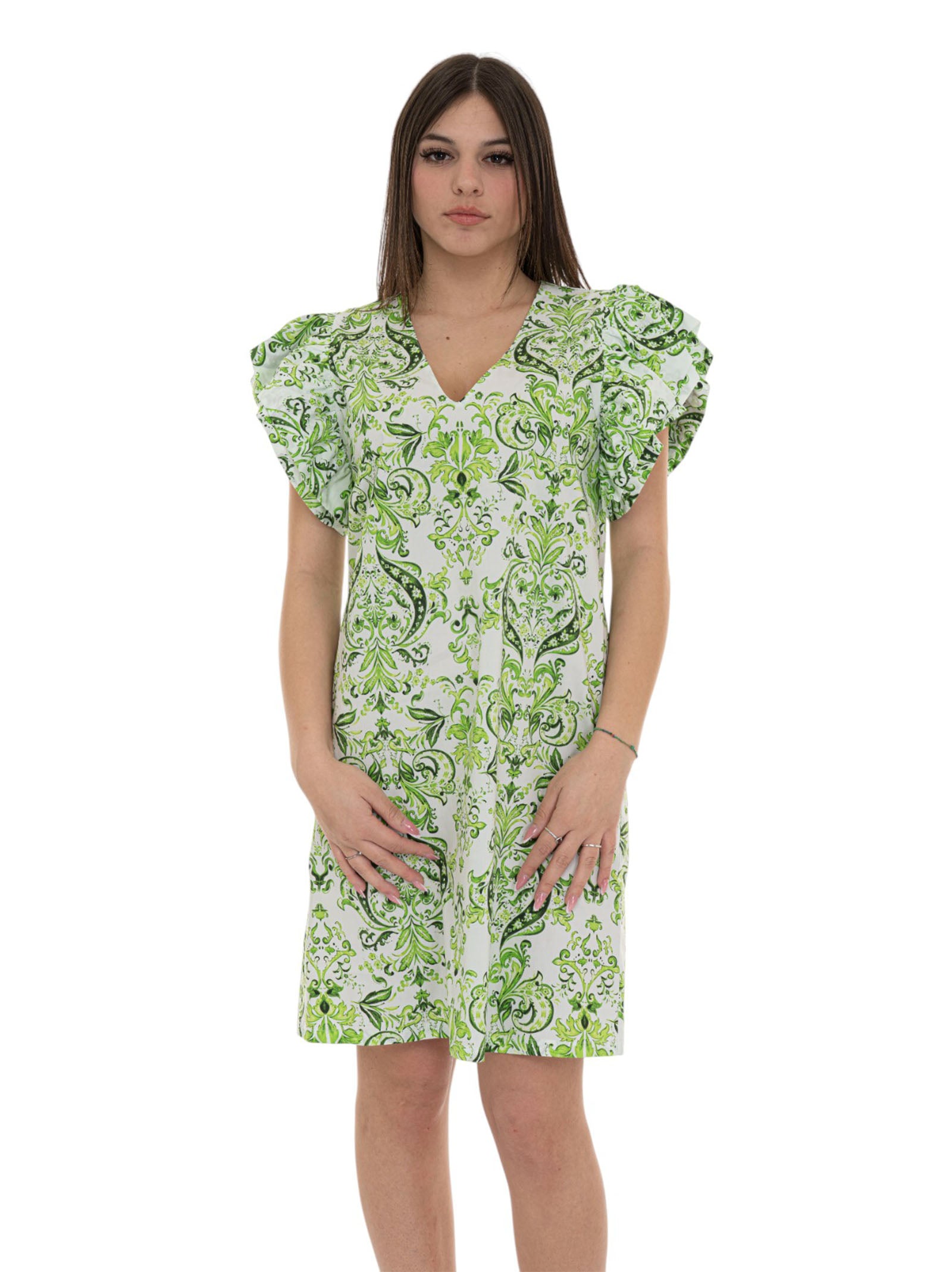 Liu Jo Women's Green-White Short Dress - Scaglione Ischia Liu Jo Women's Green-White Short Dress - Scaglione Ischia