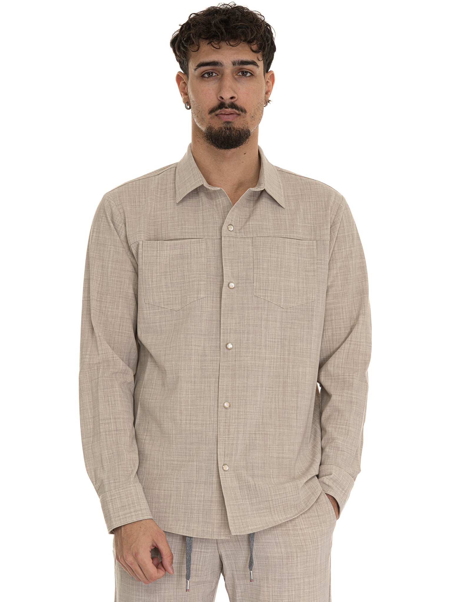Camicia da uomo oversize ZEUS Beige chiaro Marco Pescarolo Uomo