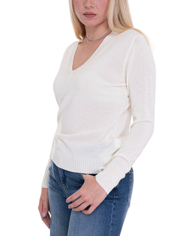 Pullover collo a V Janvi Bianco Peuterey Donna