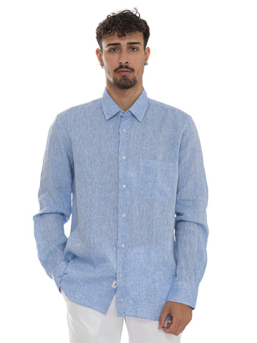 Vincenzo De Lauziers Men's Light Blue Linen Shirt