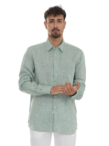 Green linen shirt Vincenzo De Lauziers Man