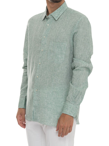Green linen shirt Vincenzo De Lauziers Man