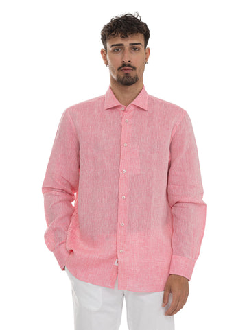 Vincenzo De Lauziers Men's Coral Linen Shirt