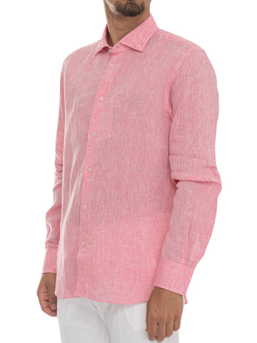 Vincenzo De Lauziers Men's Coral Linen Shirt