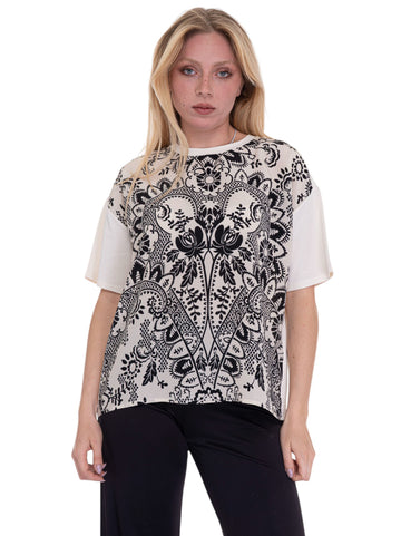 T-shirt Pampas Bianco-nero Weekend Max Mara Donna