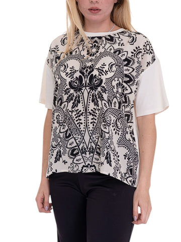 T-shirt Pampas Bianco-nero Weekend Max Mara Donna