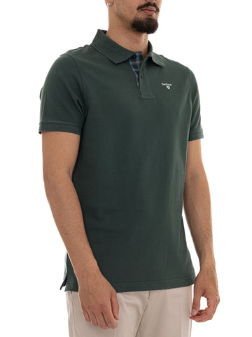 Polo in cotone piquet Tartan piquet Verde Barbour Uomo
