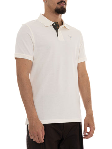 Polo in cotone piquet Tartan piquet Latte Barbour Uomo