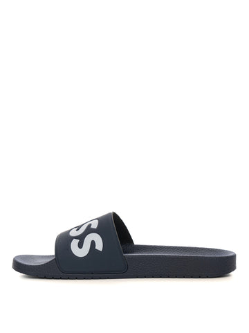 Men's BOSS Aryeh-slid-npvlg Blue Two-Tone Strap Slides