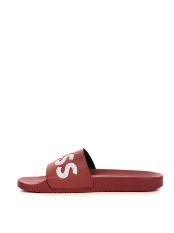 BOSS Men's Aryeh-slid-npvlg Red Two-Tone Strap Slides
