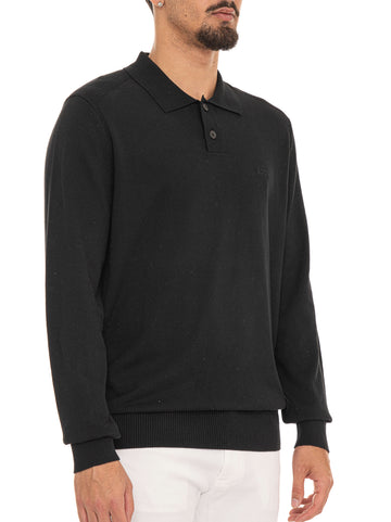 Polo manica lunga Asac-pl Nero BOSS Uomo