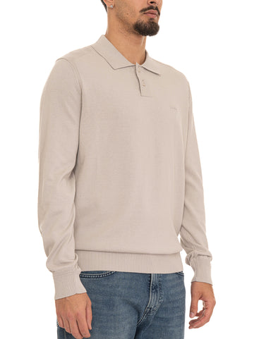 Polo manica lunga Asac-pl Grigio chiaro BOSS Uomo
