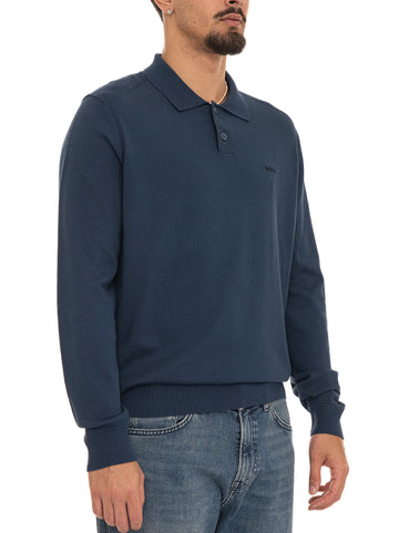 Polo manica lunga Asac-pl Blu medio BOSS Uomo