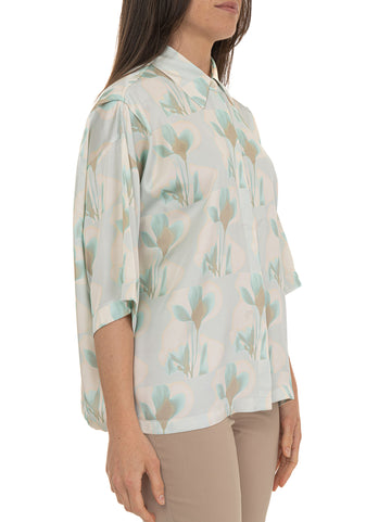 Camicia morbida da donna Bimina Bianco-verde BOSS Donna