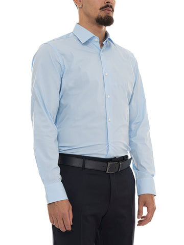 Camicia classica da uomo  H-JOE-KENT-C1 Celeste BOSS Uomo
