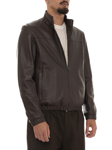 Giubbino in pelle MOLTA-DB Marrone BOSS Uomo