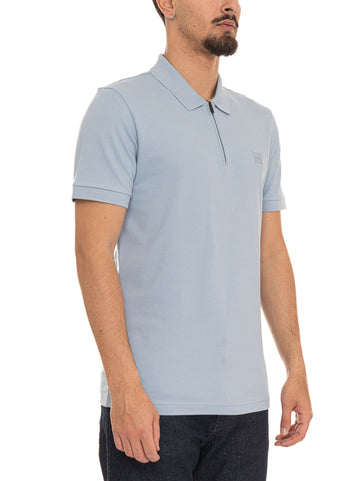 Polo in cotone piquet Celeste BOSS Uomo