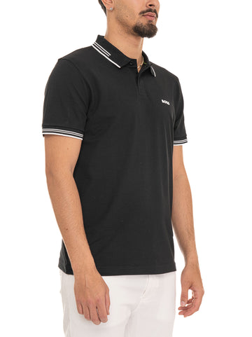 Polo in cotone piquet Nero BOSS Uomo