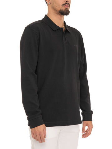 BOSS Men's PETEMPESTOLONG Black Long-Sleeve Polo Shirt