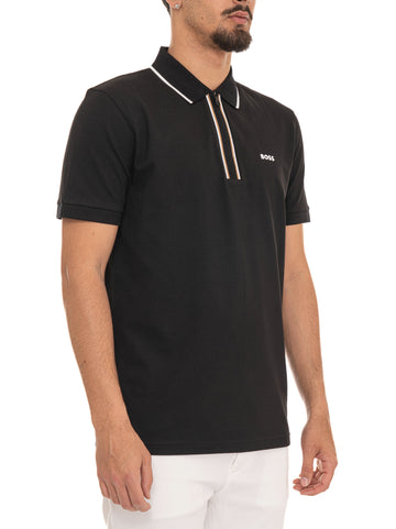 BOSS Men's PHILIX-GOC Black Short-Sleeve Polo