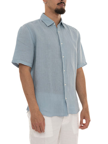 Camicia in lino RASH Celeste BOSS Uomo