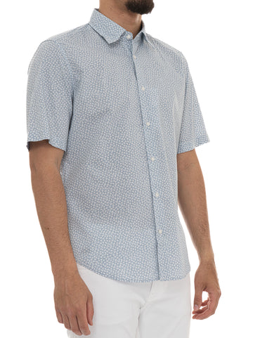Camicia cotone manica corta RASH Celeste BOSS Uomo