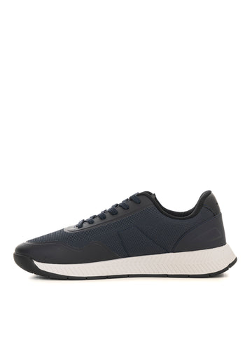Men's BOSS Blue TITANIUM-RUNN Canvas Sneakers