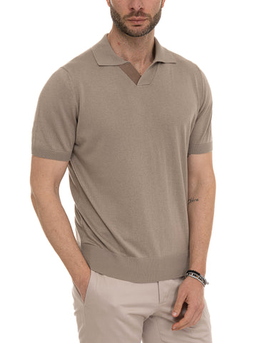 Polo senza bottoni Beige Canali Uomo