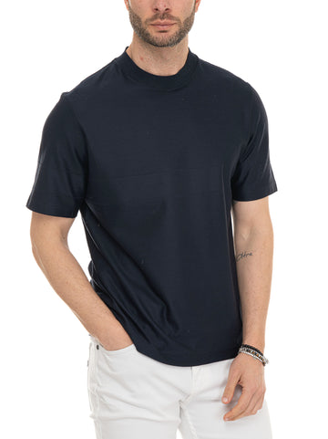 T-shirt girocollo mezza manica Blu Canali Uomo