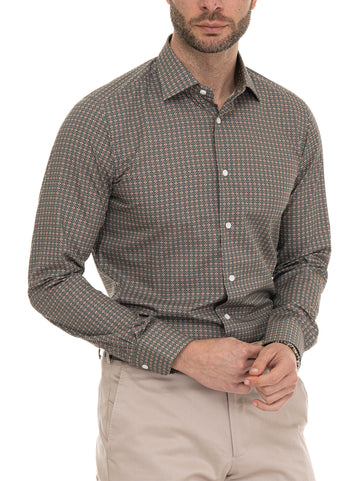 Camicia casual Verde-marrone Carrel Uomo